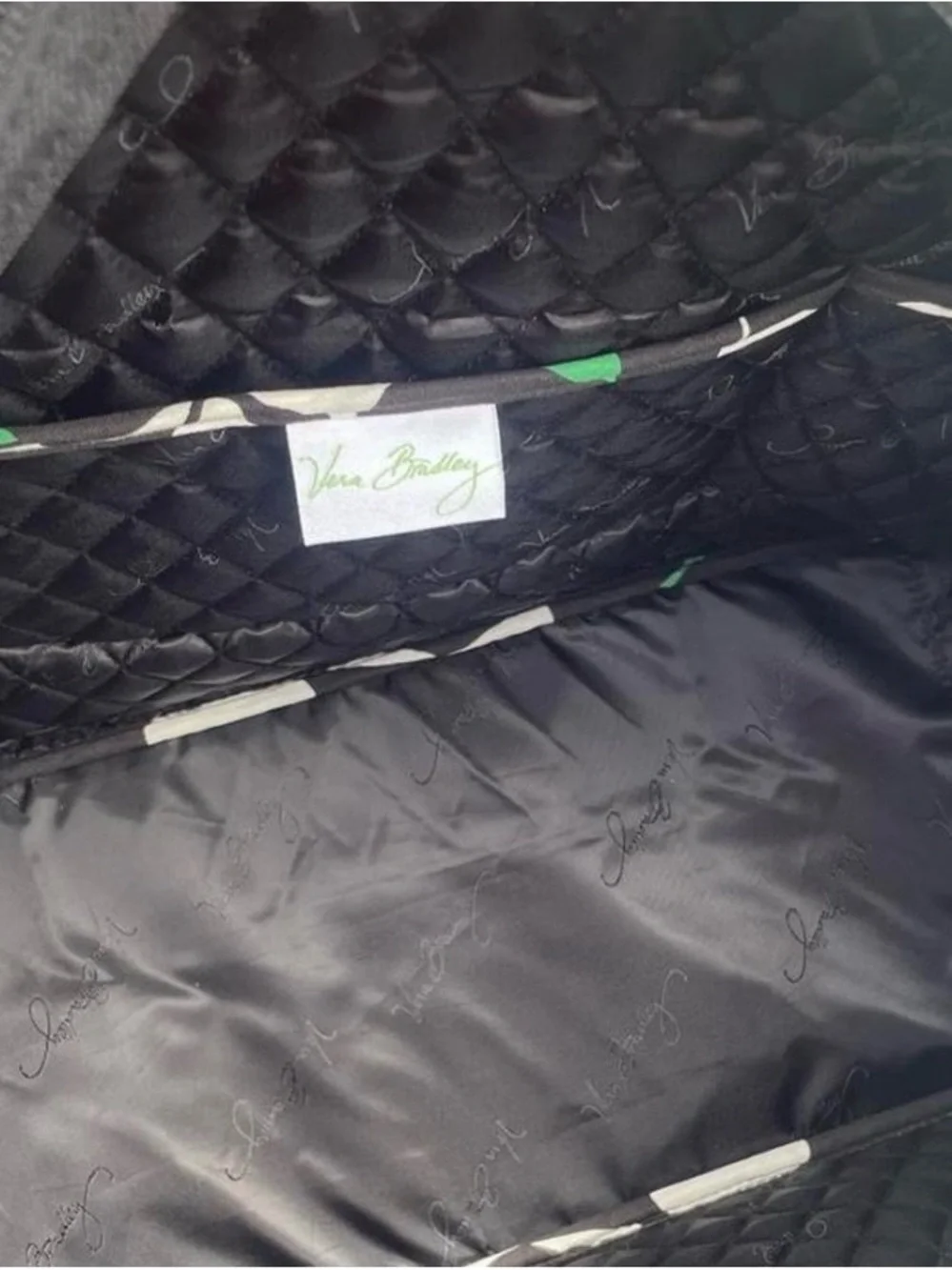 Vera Bradley Imperial Rose Weekender Travel Bag Green white and Black quilted